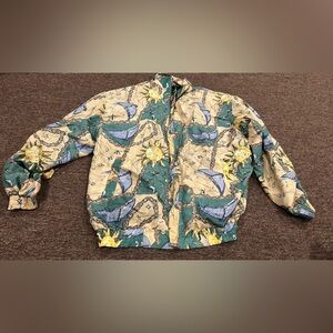 EUC! Vintage FUDA International Sz L 100% SILK Jacket full zip LS